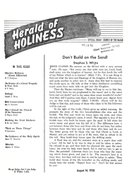 Cover page of Herald of Holiness - August 14, 1950