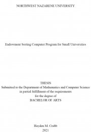 Endowment Sorting Computer Program for Small Universities