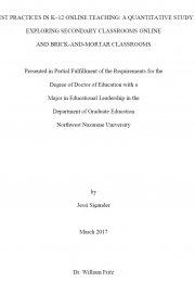 Best practices in K-12 online teaching: a quantitative study exploring secondary classrooms online and brick-and-mortar classrooms