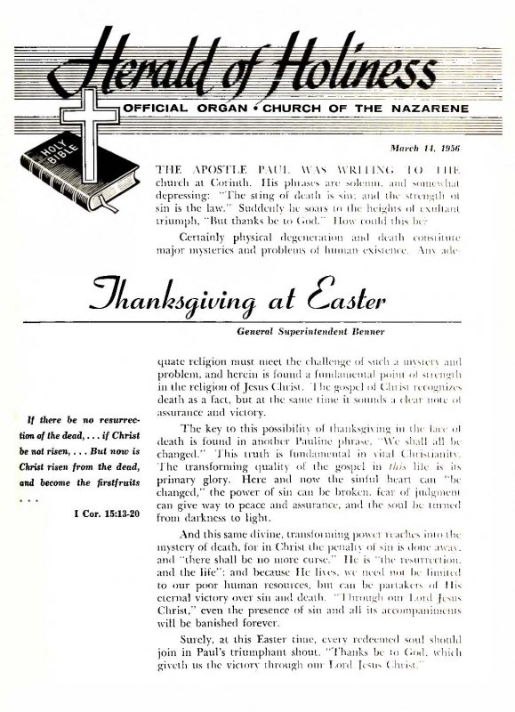 Title Page of Herald of Holiness - March 14, 1956