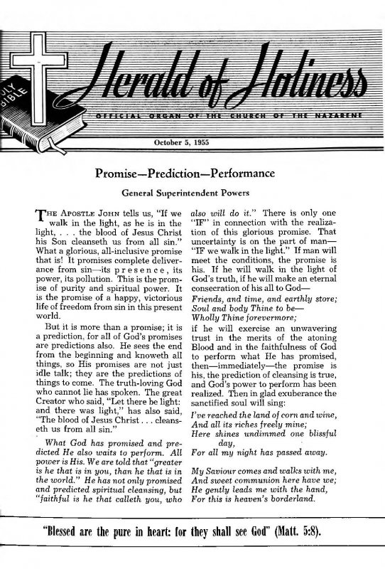 Title Page of Herald of Holiness - October 5, 1955.