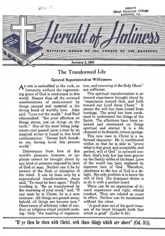 Title Page of Herald of Holiness - January 5, 1955