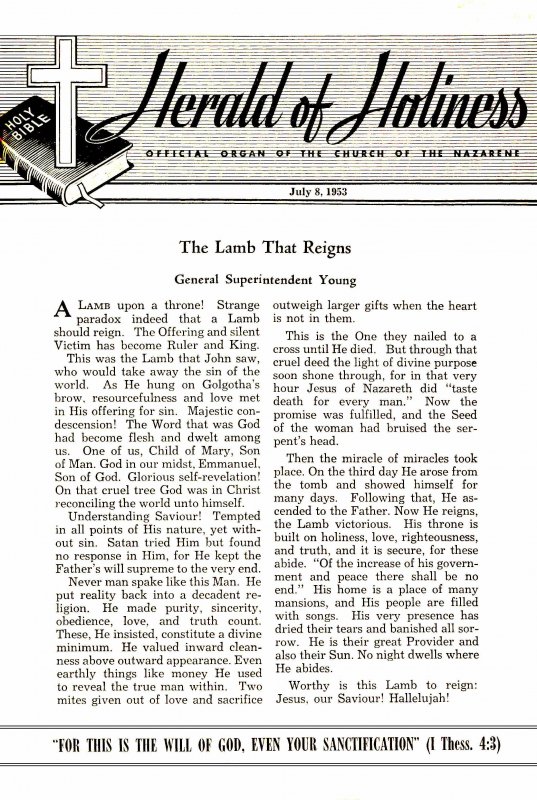 Title Page of Herald of Holiness - July 8, 1953