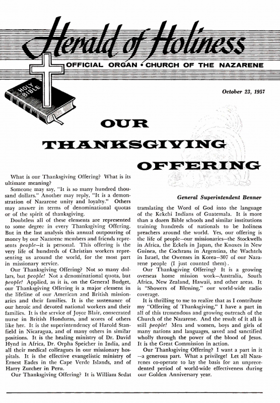 Title Page of Herald of Holiness - October 23, 1957
