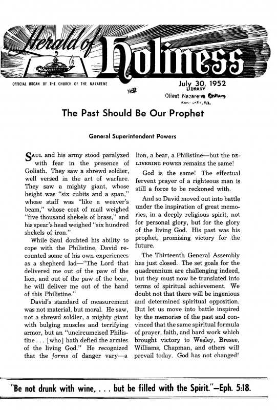 Title Page of Herald of Holiness - July 30, 1952