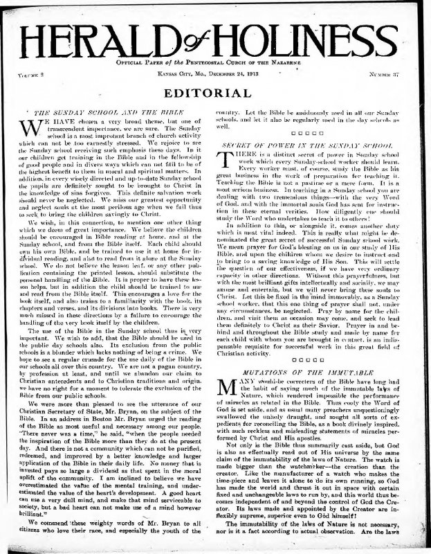 Title Page of Herald of Holiness - December 24, 1913