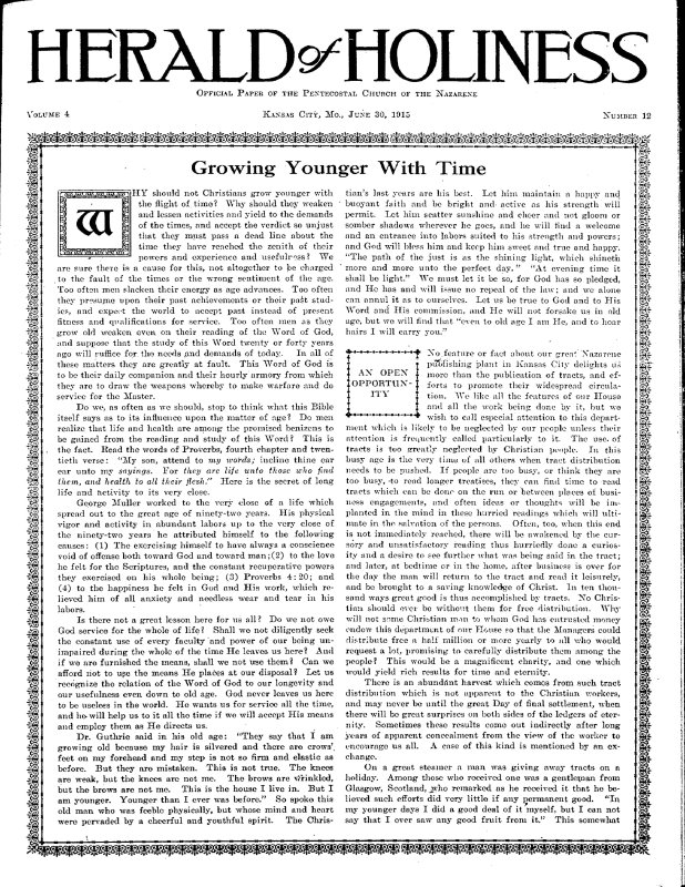 Title Page of Herald of Holiness - June 30, 1915