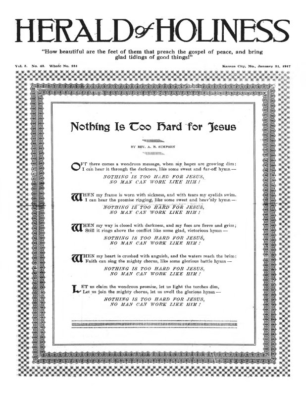 Title Page of Herald of Holiness - January 31, 1917