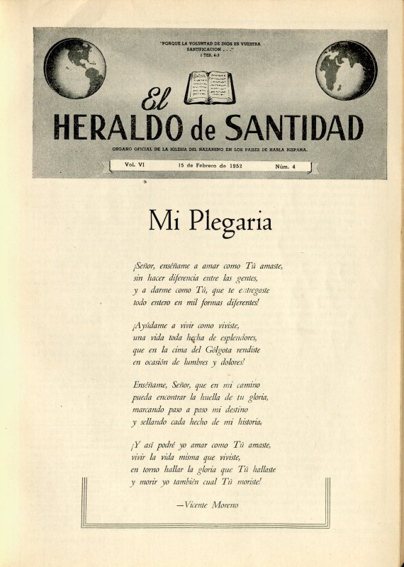 Portada: Mi plegaria, Vicente Moreno
