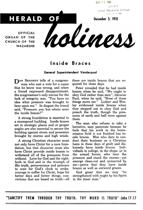 Title Page of Herald of Holiness - December 3, 1951
