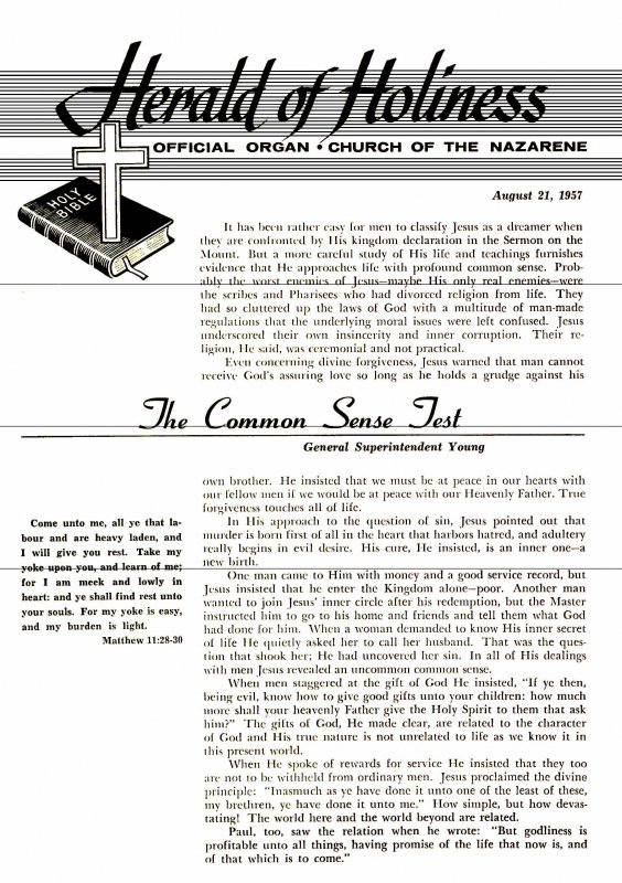 Herald of Holiness - August 21, 1957