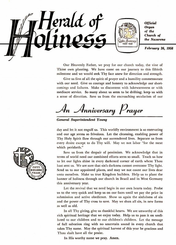 Herald of Holiness - February 26, 1958