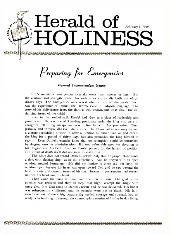 Herald of Holiness - February 3, 1960