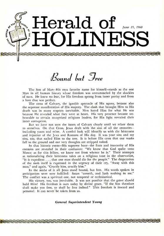 Herald of Holiness - June 15, 1960