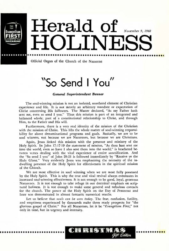 Herald of Holiness - November 9, 1960