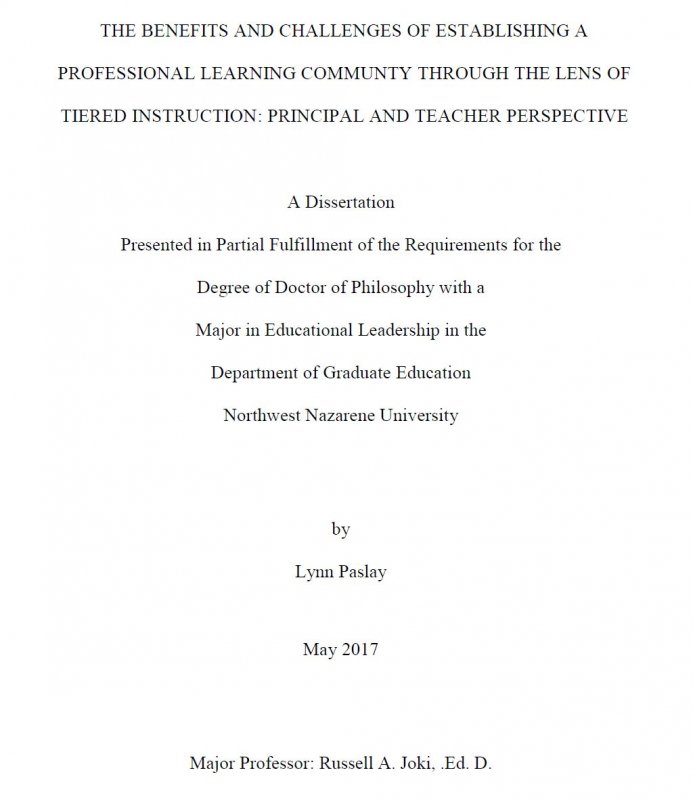 The benefits and challenges of establishing a professional learning community through the lens of tiered instruction: principal and teacher perspective