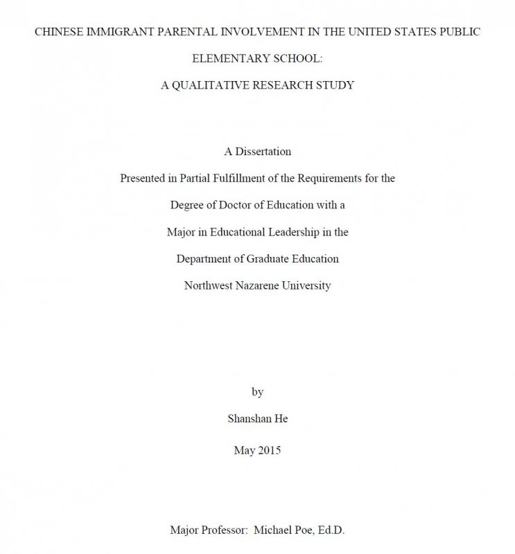 Chinese immigrant parental involvement in the United States public elementary school: A qualitative research study